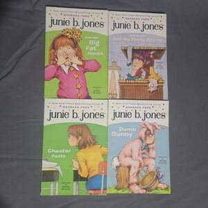 Lot of 4 Junie B. Jones Paperback Chapter Books Big Mouth Spying Cheater Bunny